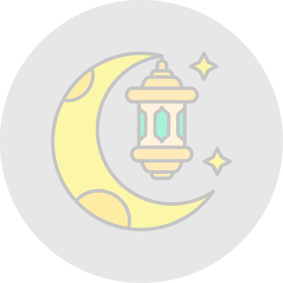 Ramadan linea pieno leggero cerchio icona vettore