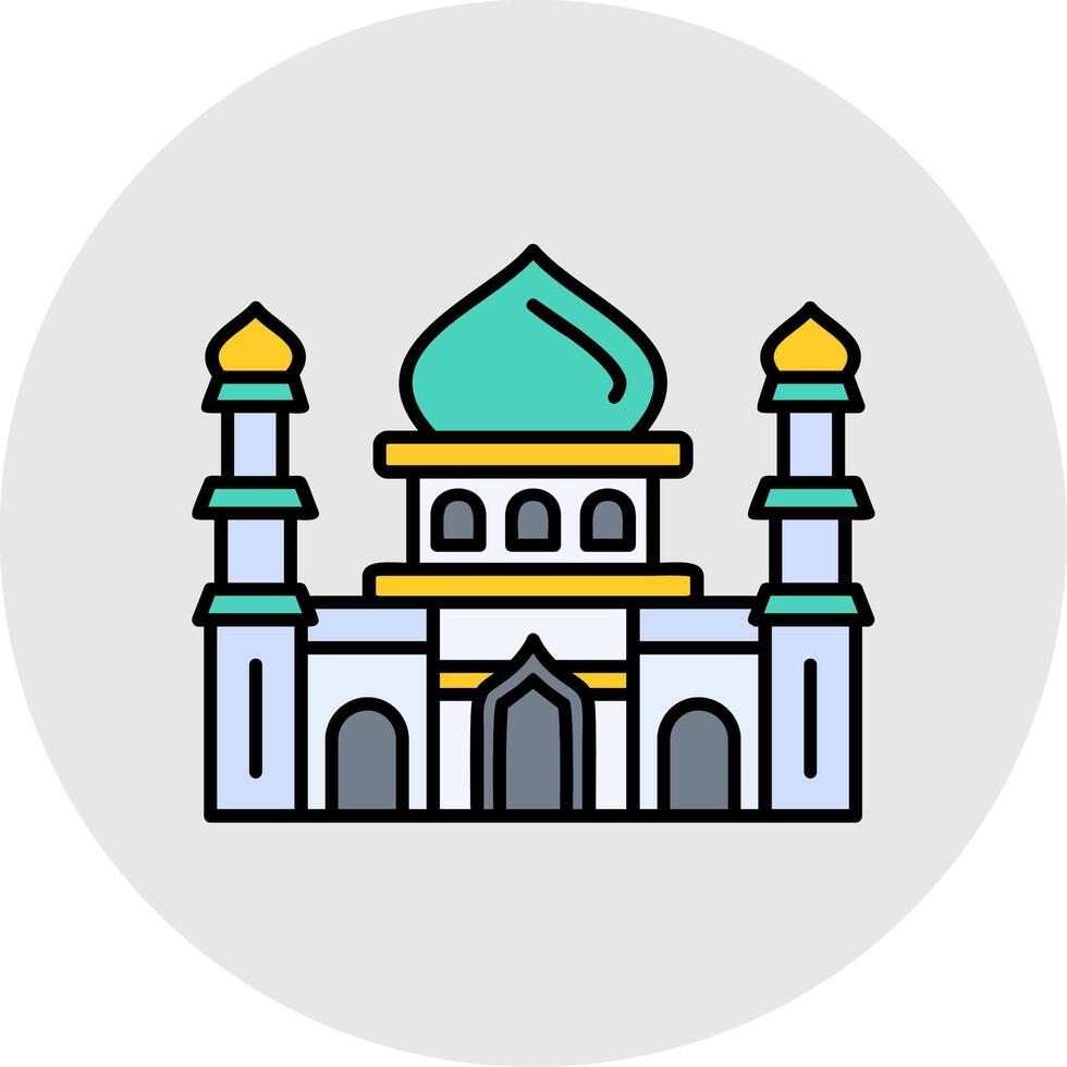 moschea linea pieno leggero cerchio icona vettore
