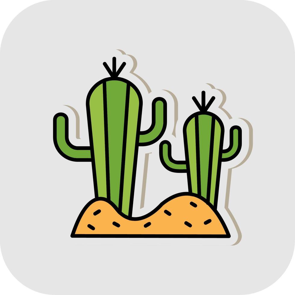 cactus linea pieno bianca ombra icona vettore