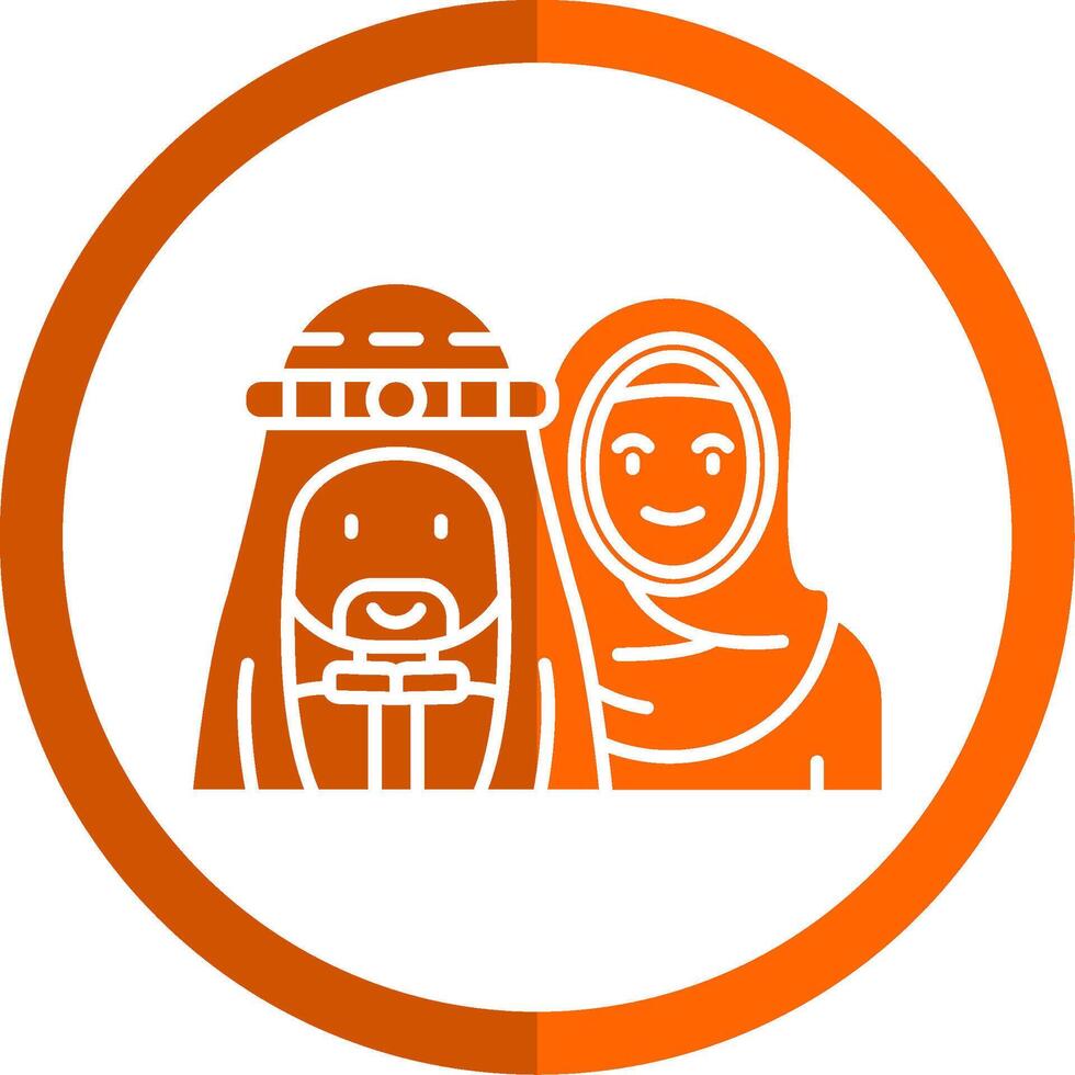 musulmano glifo arancia cerchio icona vettore