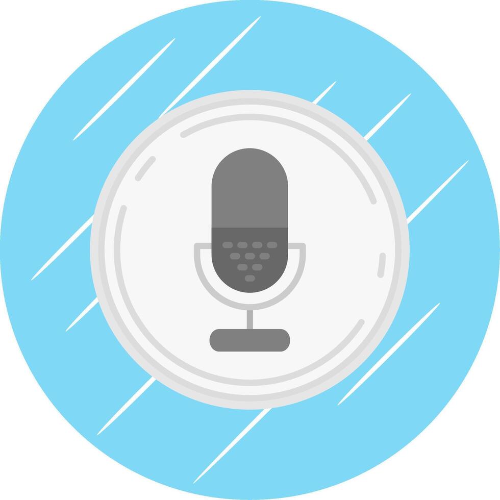 microfono piatto blu cerchio icona vettore
