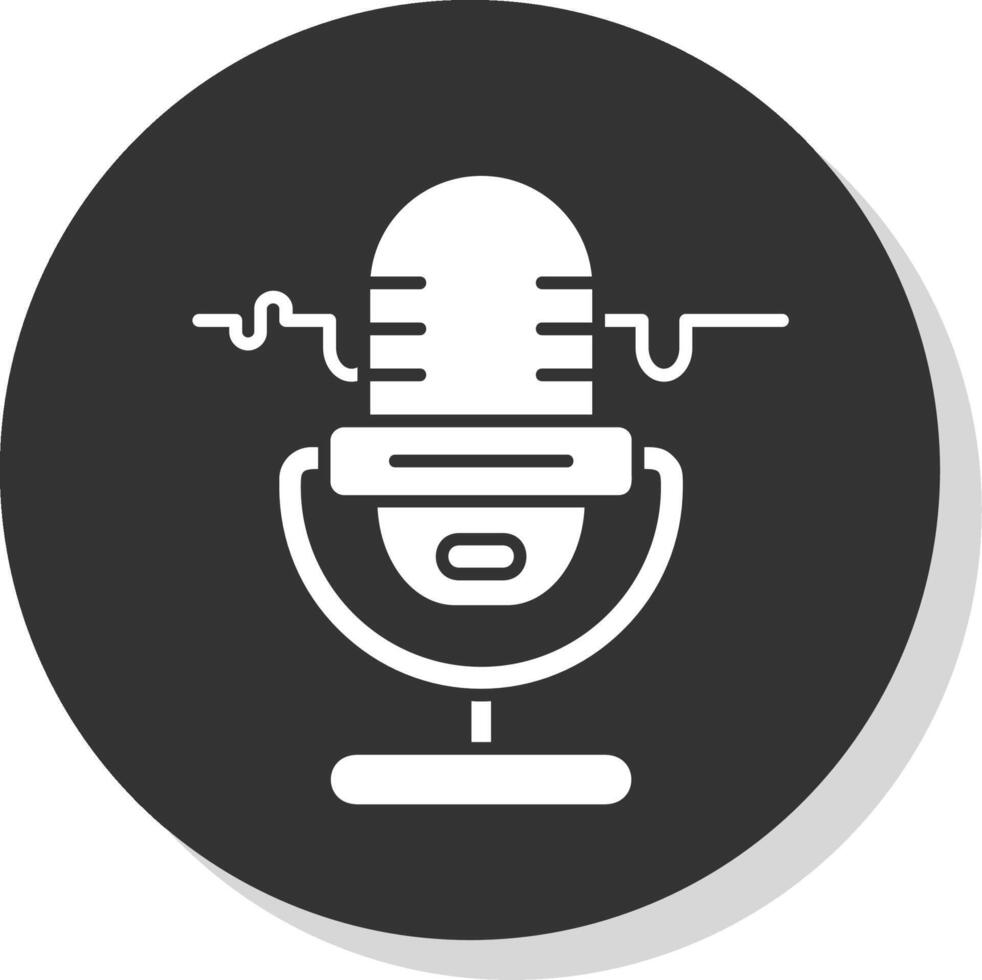 microfono glifo grigio cerchio icona vettore