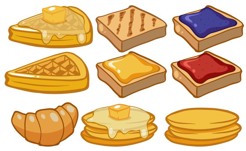 Diversi tipi di pane per colazione vettore