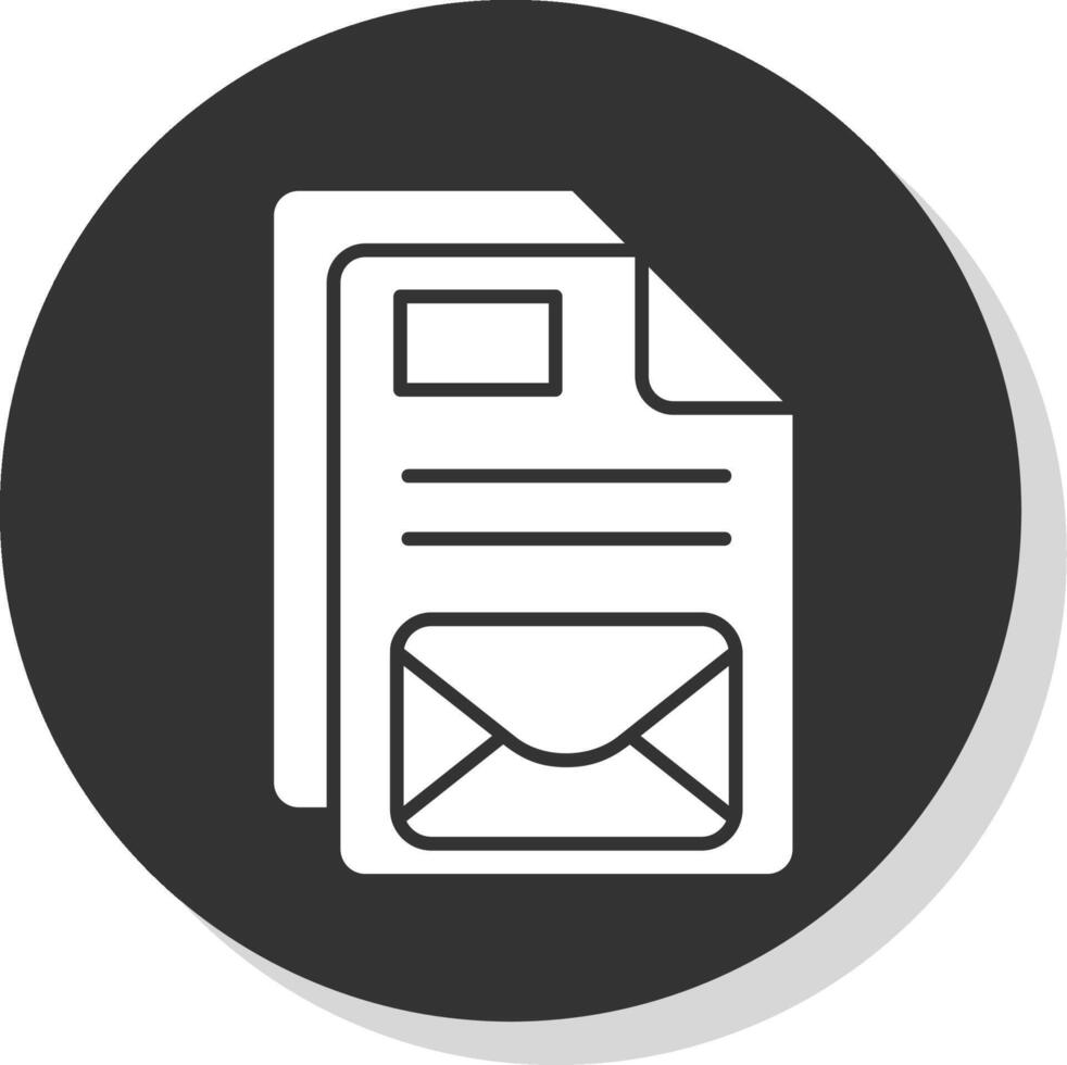 e-mail glifo grigio cerchio icona vettore