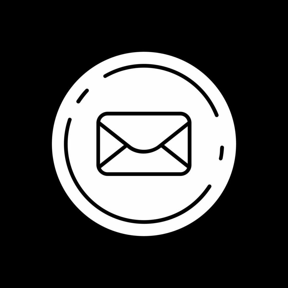 e-mail icona glifo invertito vettore