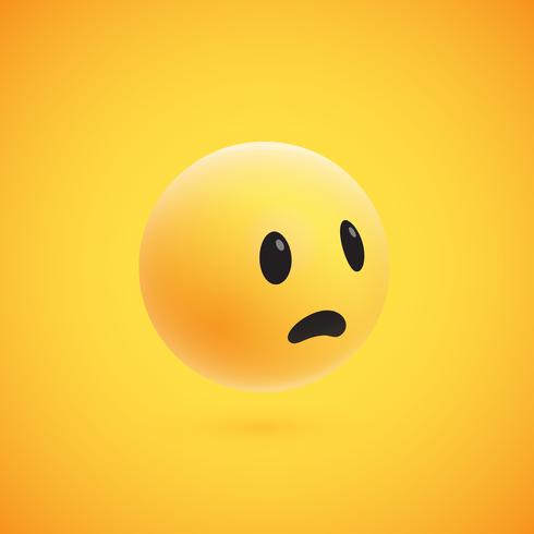 Emoticon giallo dettagliato alto 3D dettagliato per il web, illustrazione di vettore