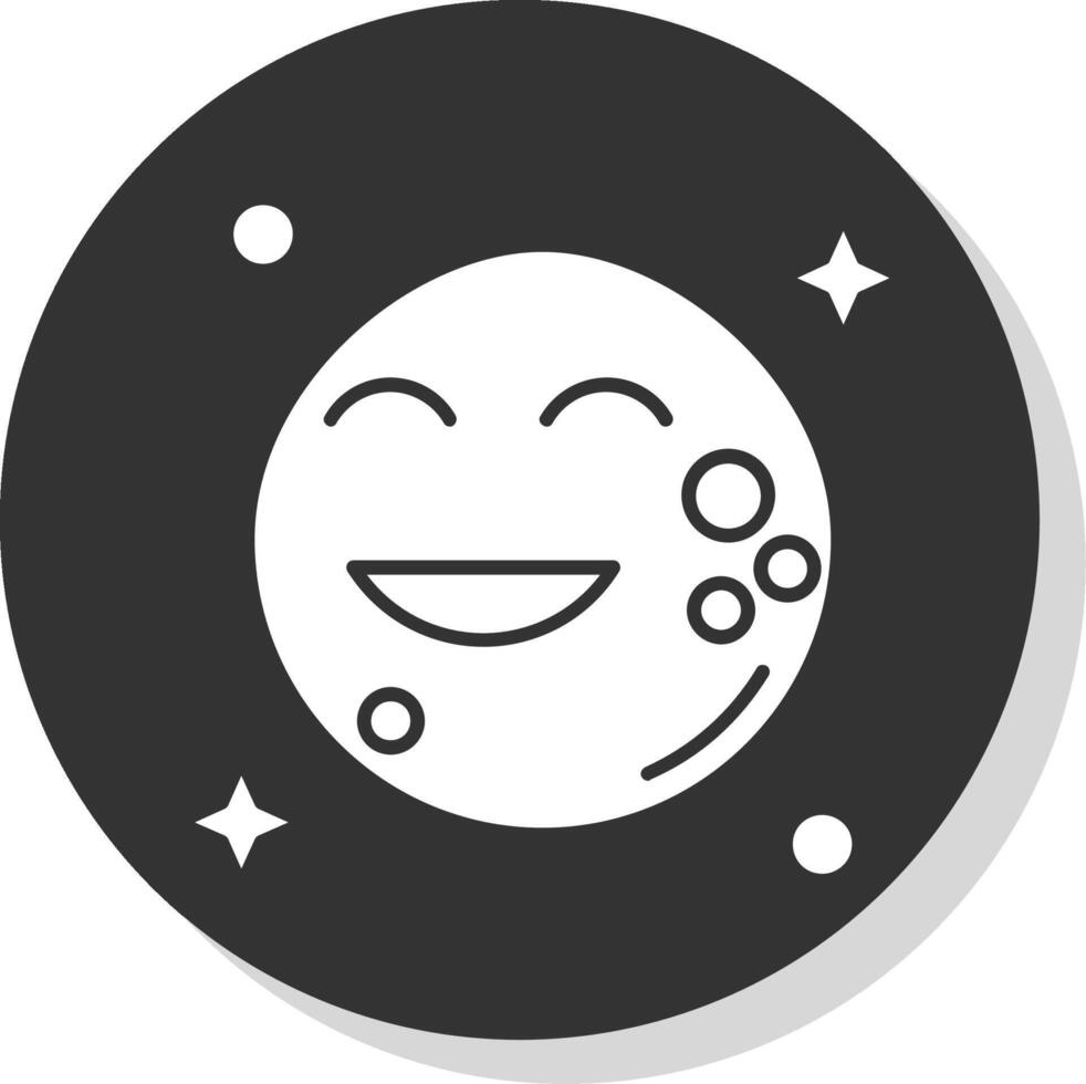 Luna glifo grigio cerchio icona vettore