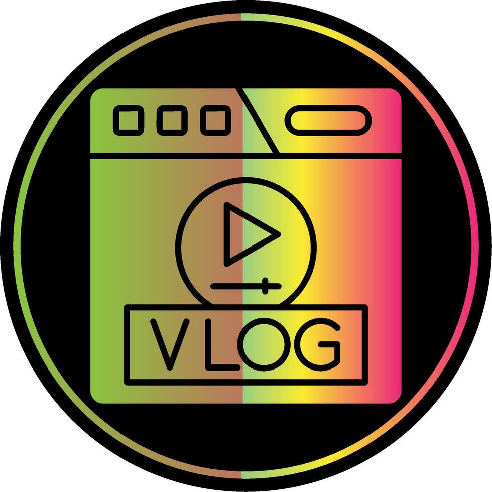 video blog glifo dovuto colore icona vettore