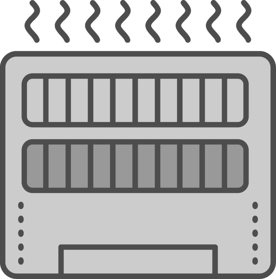 riscaldatore linea pieno in scala di grigi icona vettore
