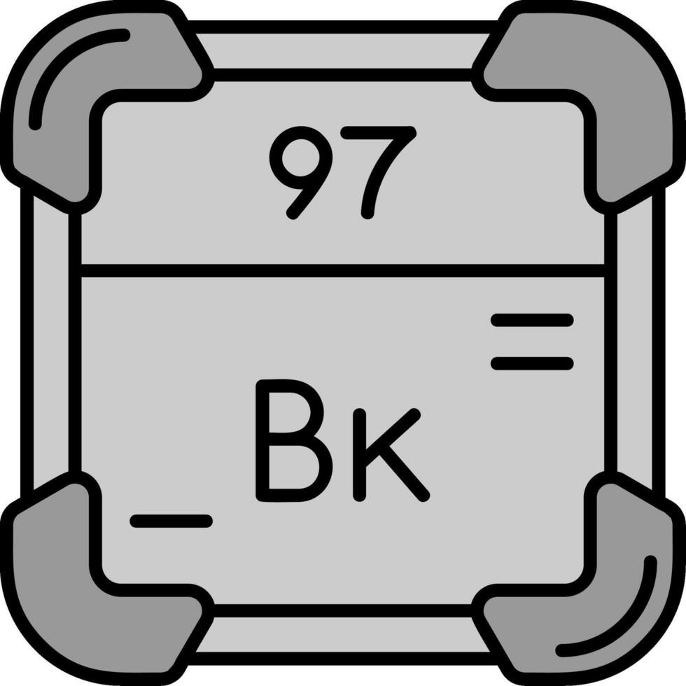 berkelium linea pieno in scala di grigi icona vettore