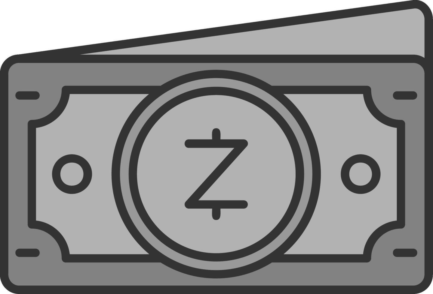 zcash linea pieno in scala di grigi icona vettore