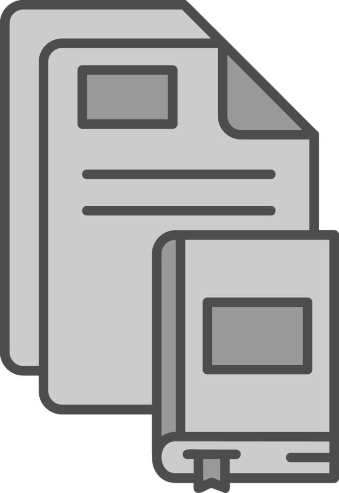 ebook linea pieno in scala di grigi icona vettore
