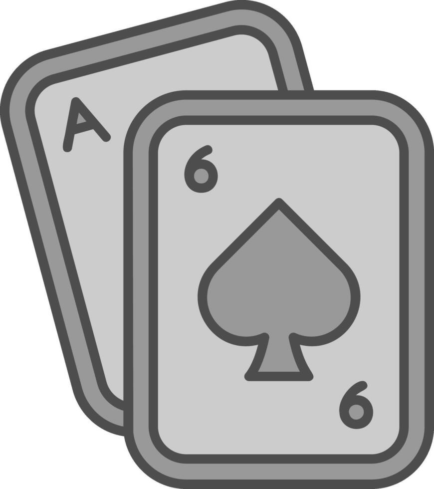 poker linea pieno in scala di grigi icona vettore