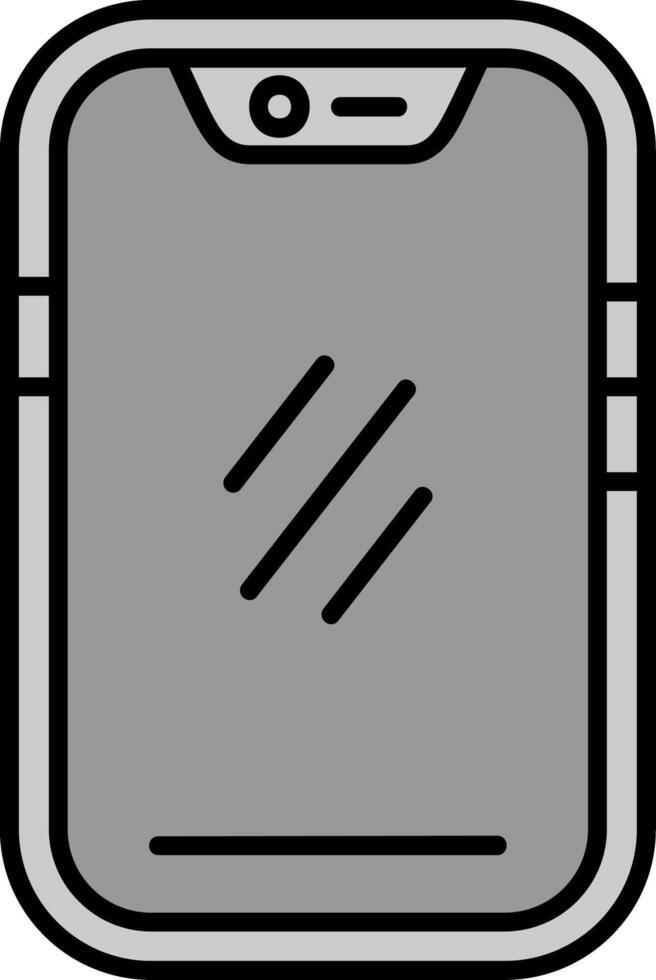smartphone linea pieno in scala di grigi icona vettore