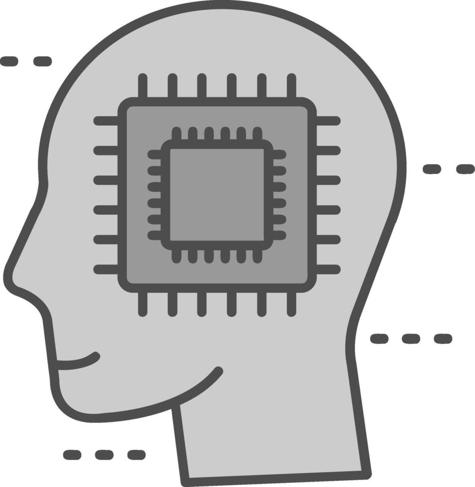 processore linea pieno in scala di grigi icona vettore