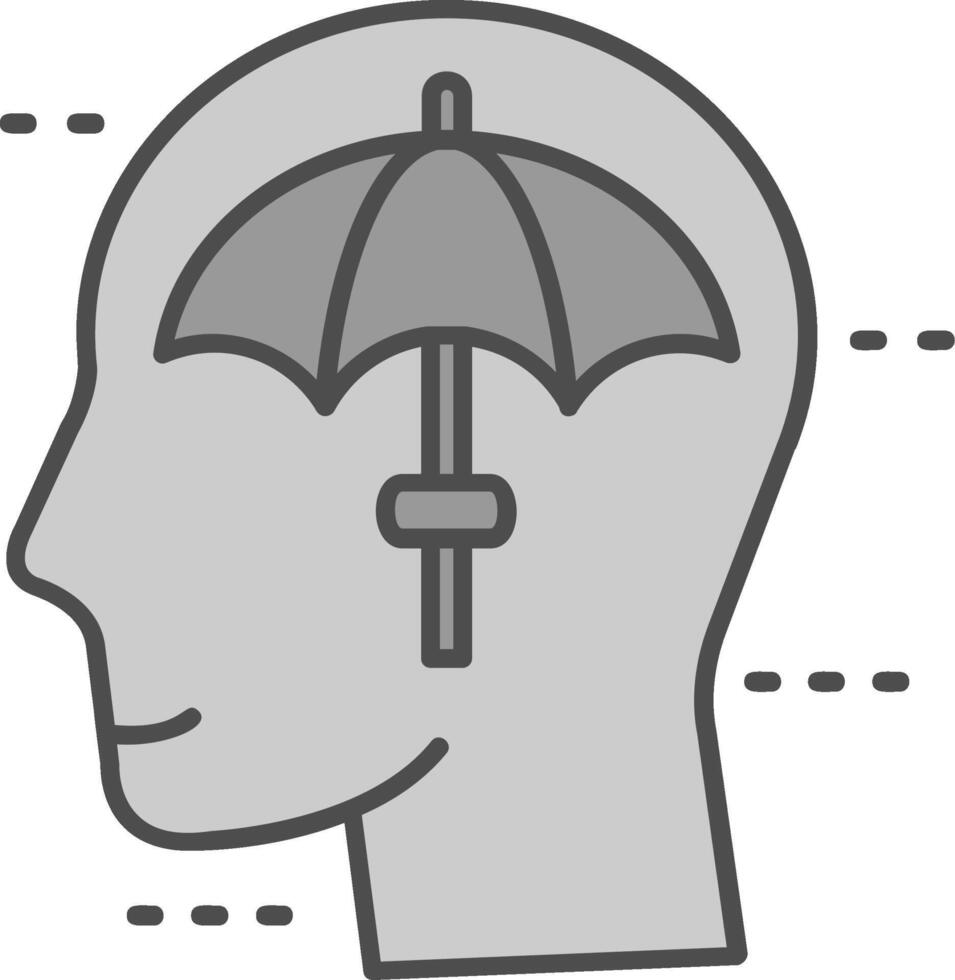 ombrello linea pieno in scala di grigi icona vettore