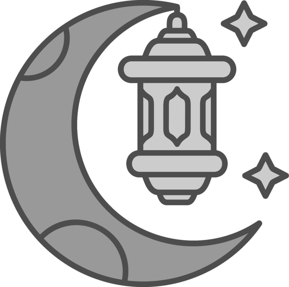 Ramadan linea pieno in scala di grigi icona vettore