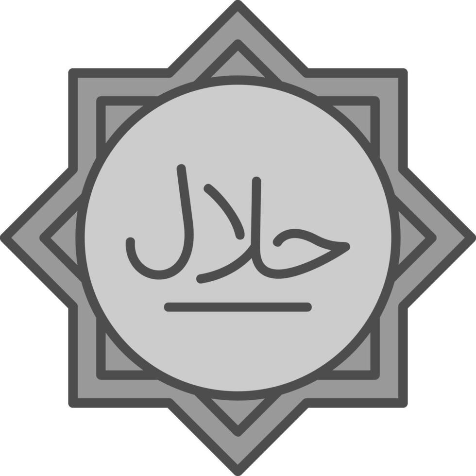 halal linea pieno in scala di grigi icona vettore
