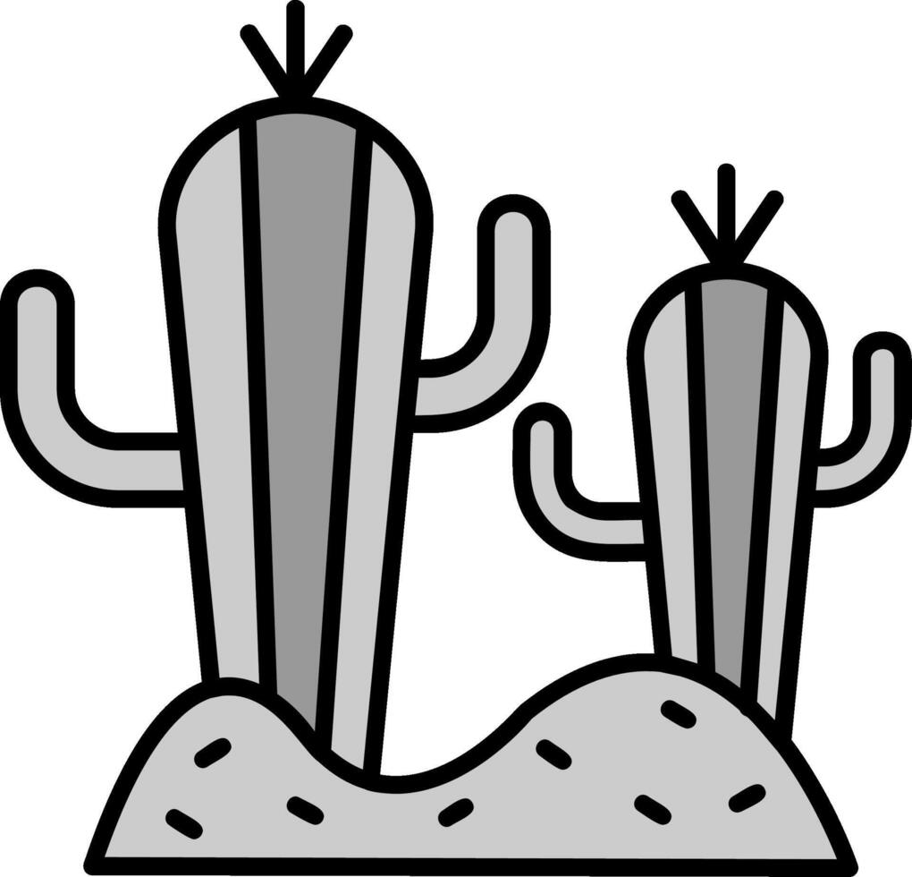 cactus linea pieno in scala di grigi icona vettore