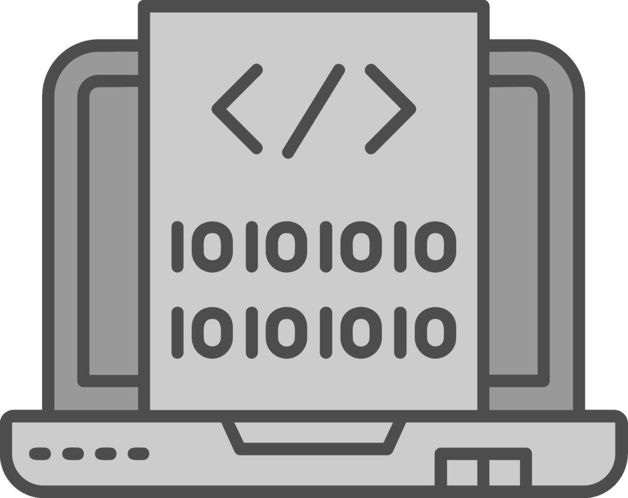 codice linea pieno in scala di grigi icona vettore