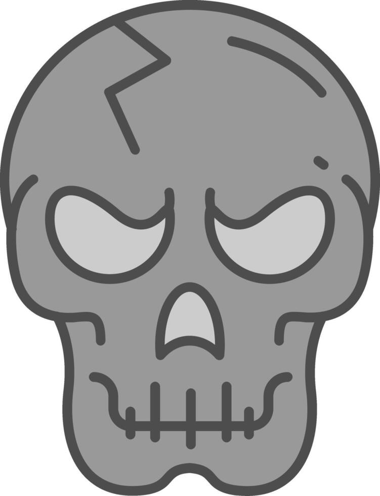 cranio linea pieno in scala di grigi icona vettore