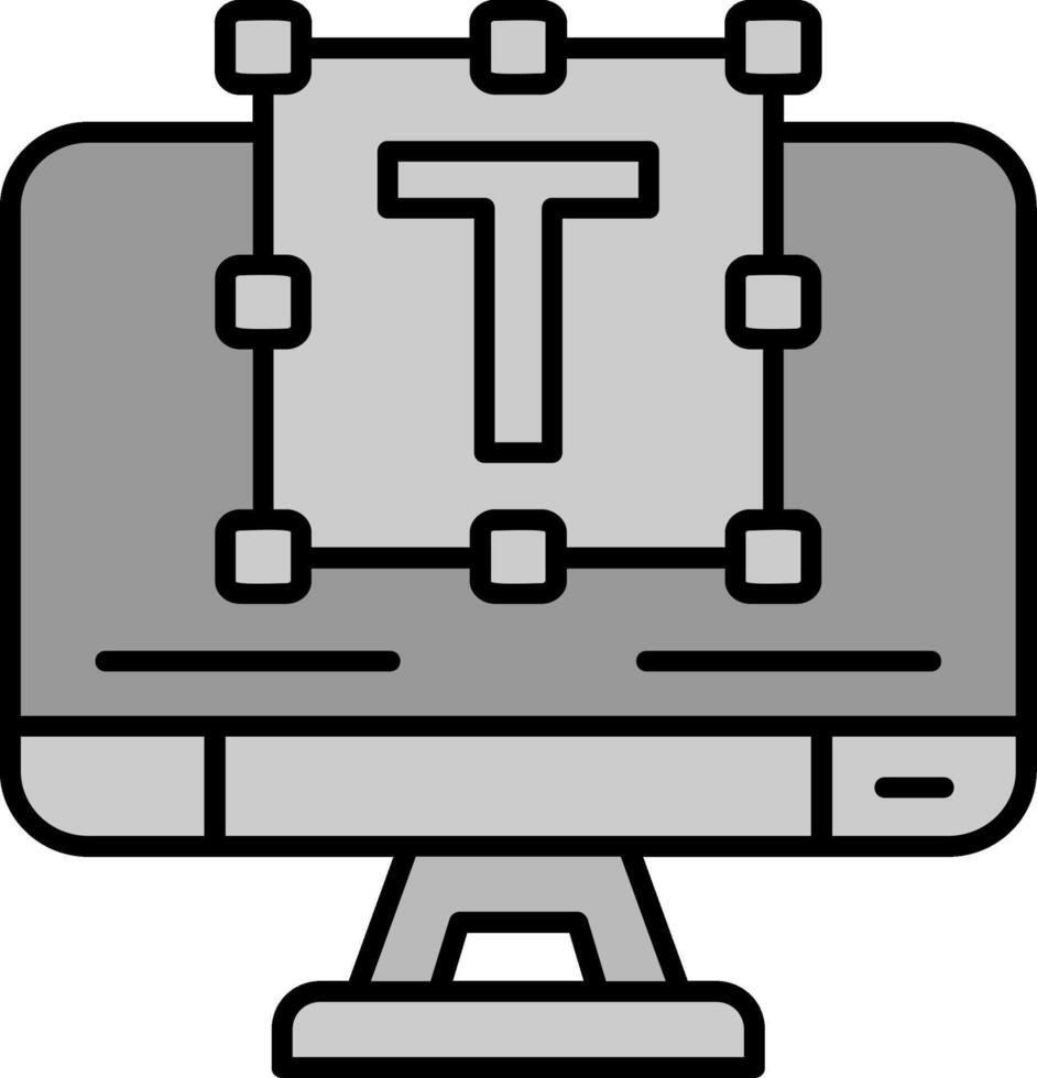 tipografia linea pieno in scala di grigi icona vettore