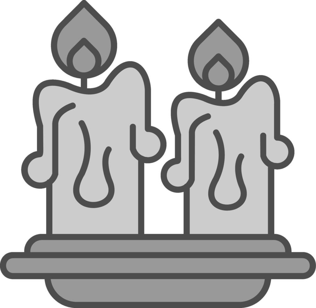 candele linea pieno in scala di grigi icona vettore