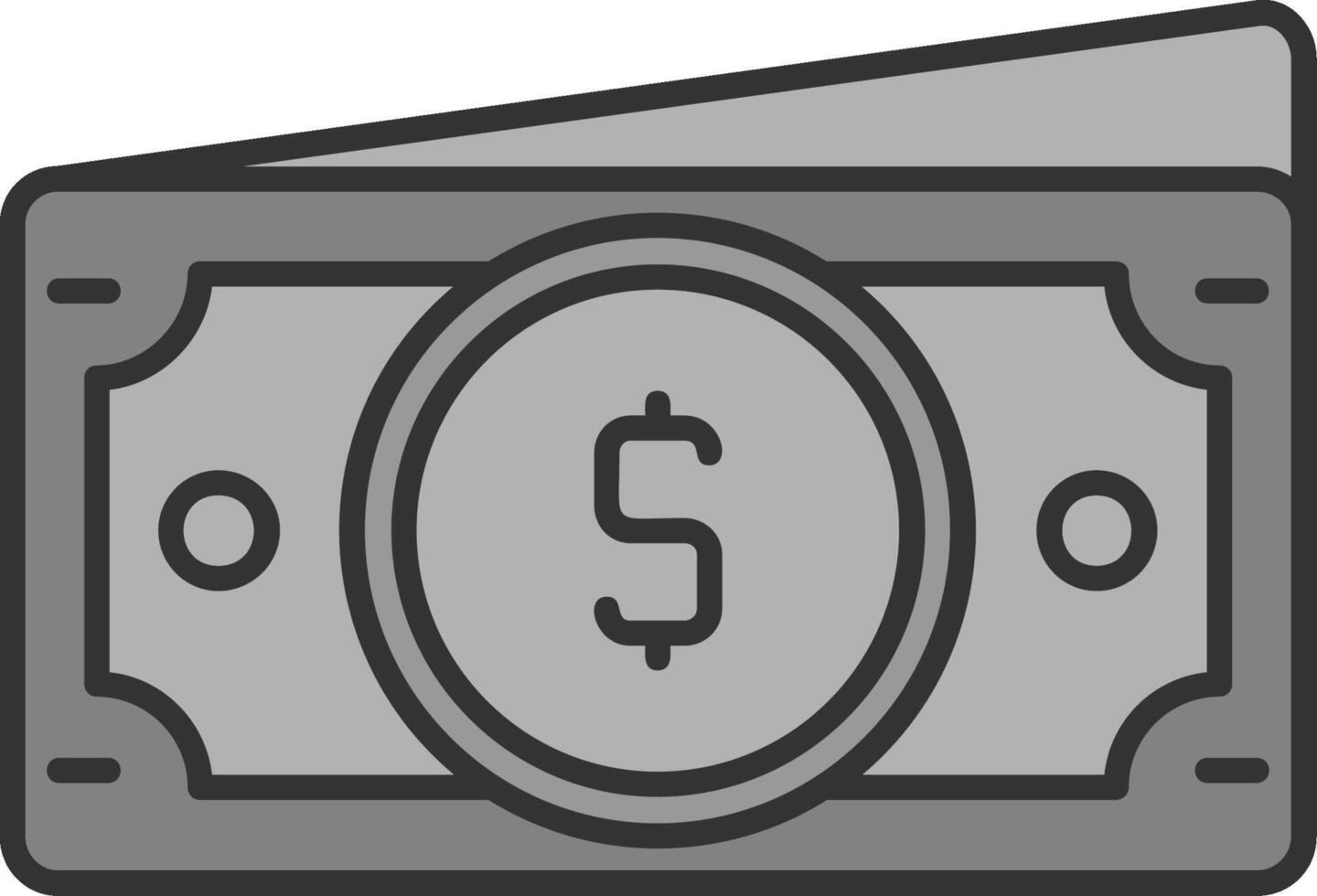 dollaro linea pieno in scala di grigi icona vettore