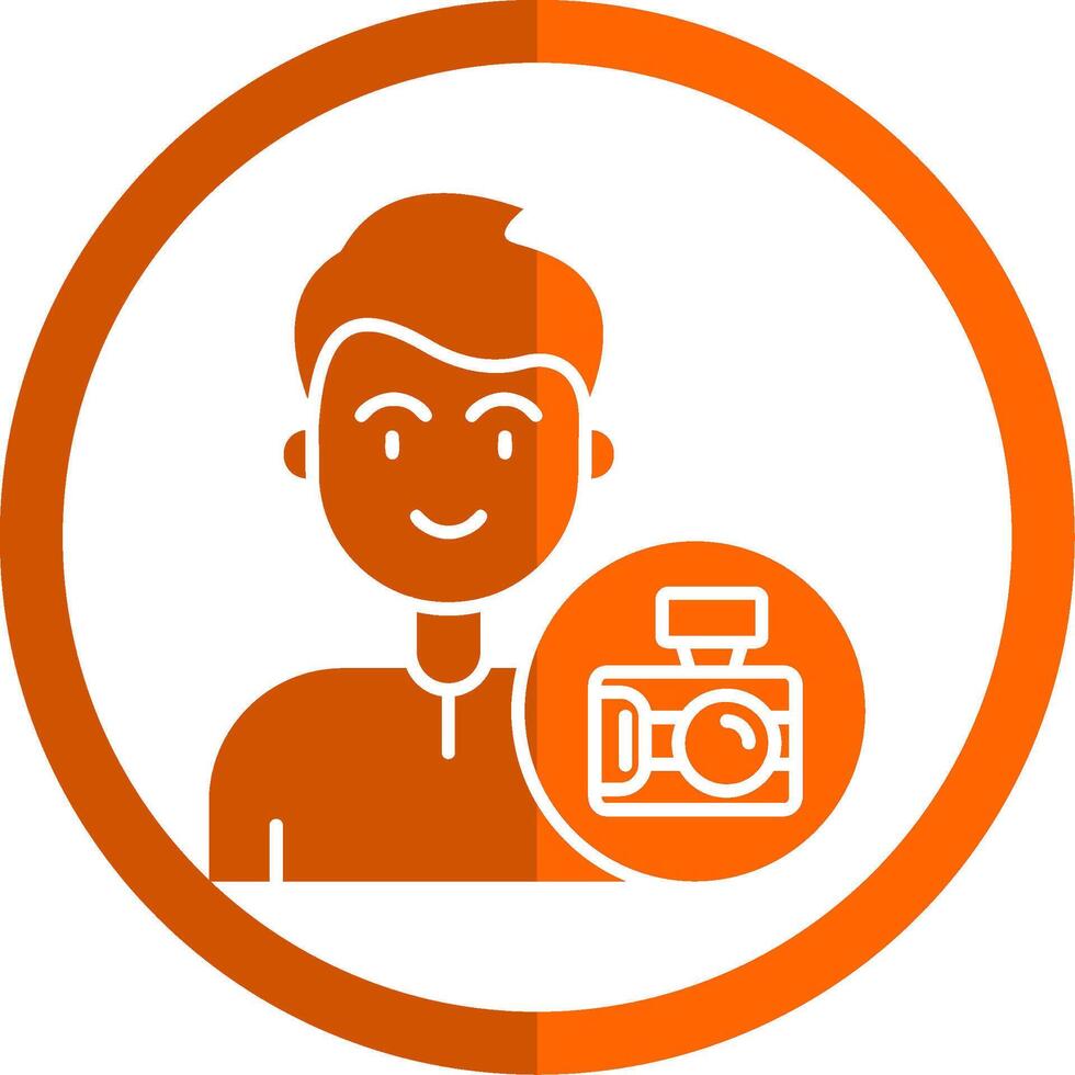 telecamera glifo arancia cerchio icona vettore