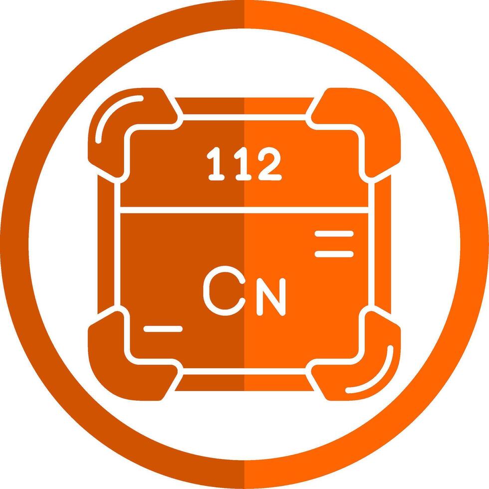 copernicium glifo arancia cerchio icona vettore