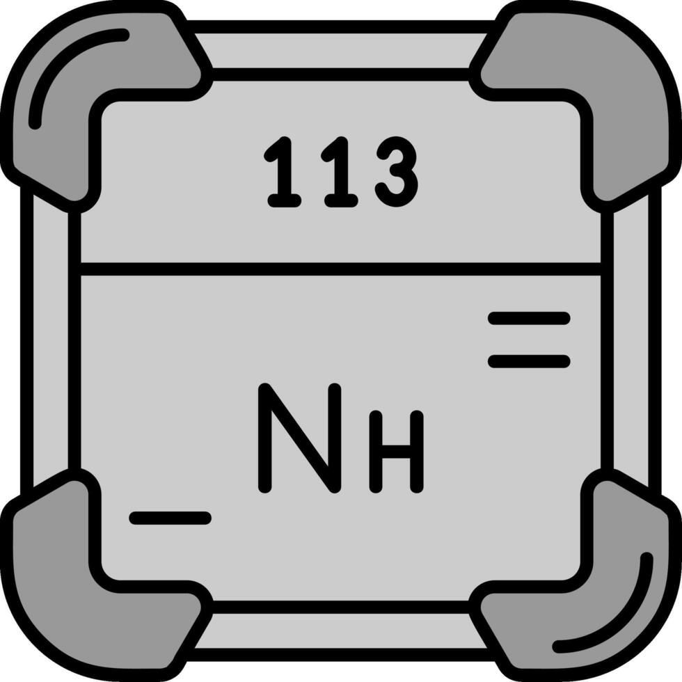 nihonium linea pieno in scala di grigi icona vettore