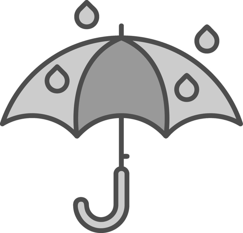ombrello linea pieno in scala di grigi icona vettore