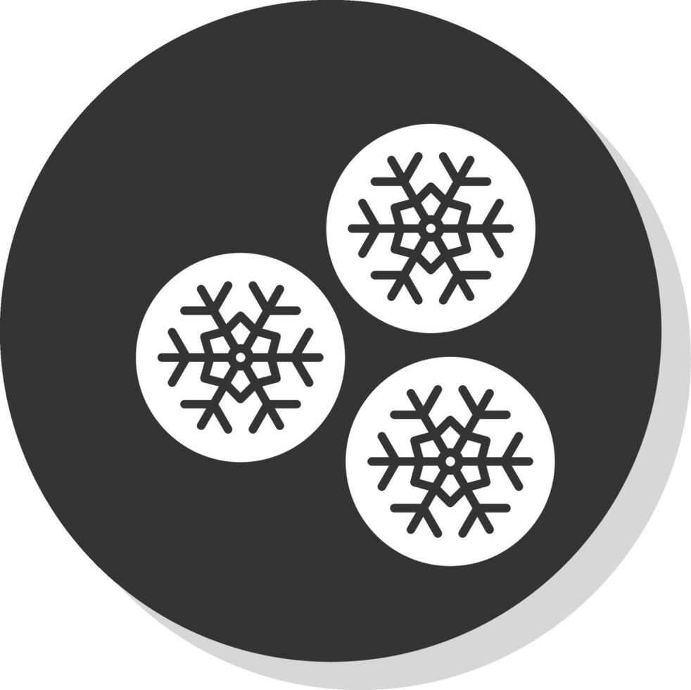 palla di neve glifo grigio cerchio icona vettore