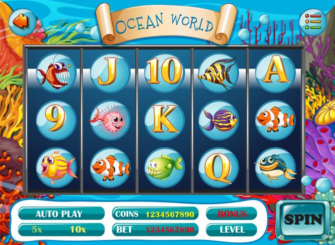 Modello di gioco con sfondo sott&#39;acqua vettore