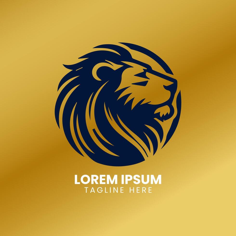 Leone oro logo design vettore modello