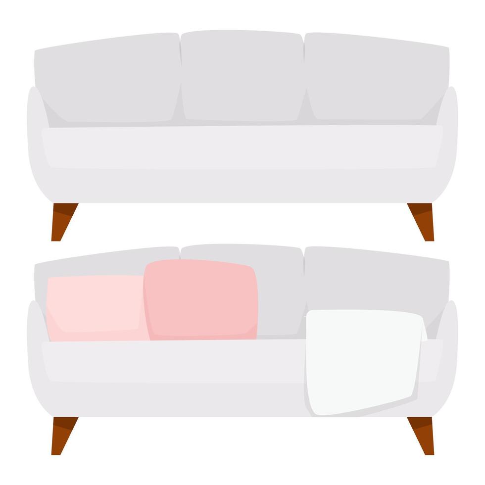 grigio moderno minimalista divano con e senza cuscini vettore