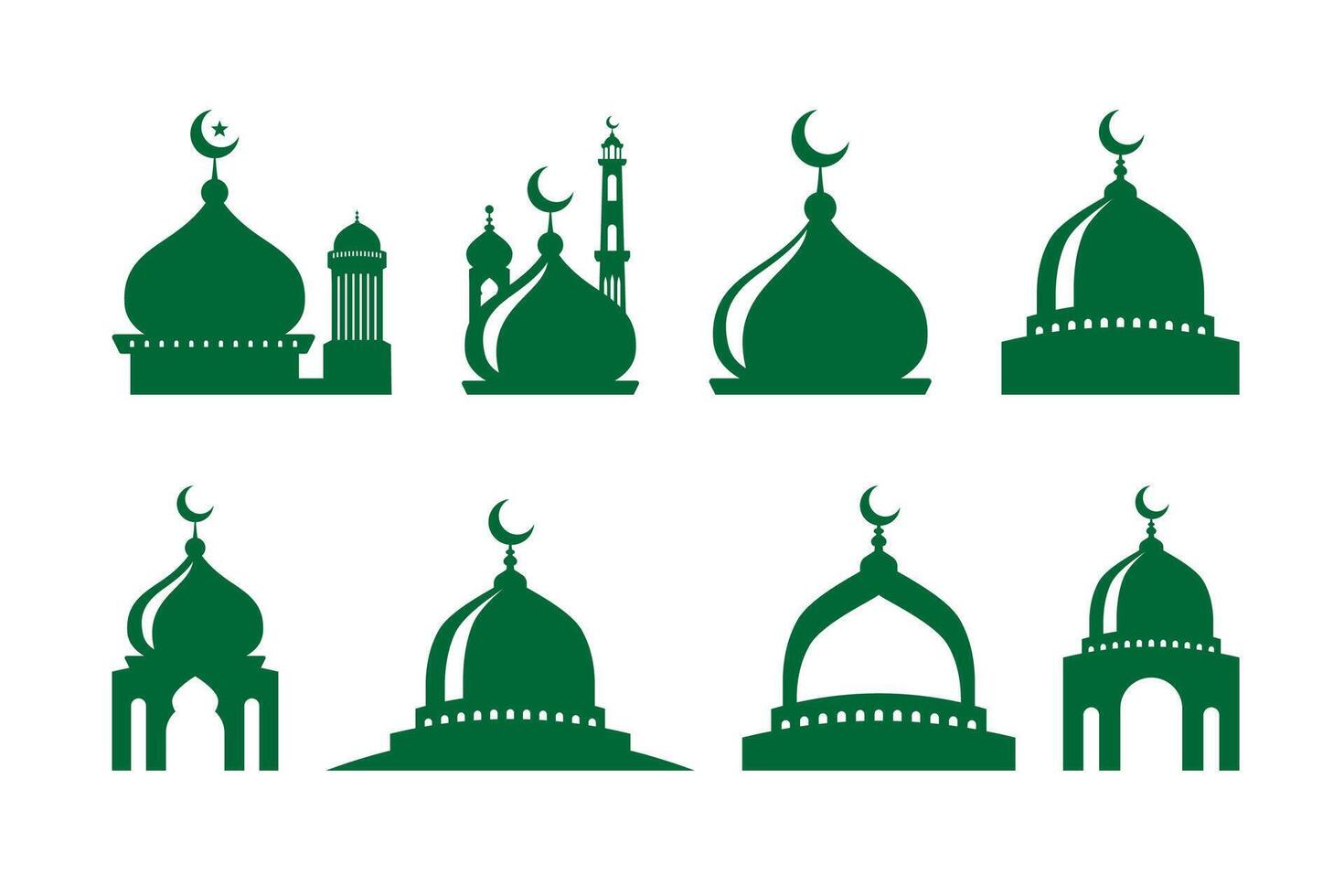 impostato di vettore moschea silhouette elemento su bianca sfondo