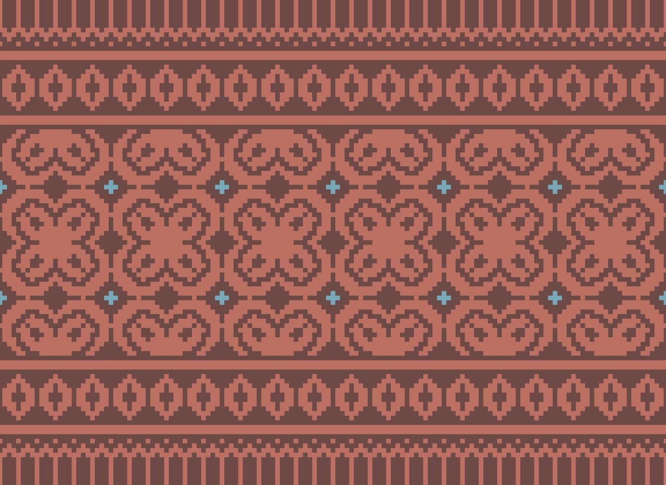 geometrico etnico modello. pixel modello. design per vestiario, tessuto, sfondo, sfondo, avvolgere, batik. maglieria, ricamo stile. azteco geometrico arte ornamento Stampa. vettore illustrazione.