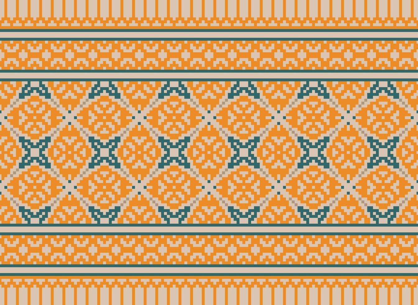 geometrico etnico modello. pixel modello. design per vestiario, tessuto, sfondo, sfondo, avvolgere, batik. maglieria, ricamo stile. azteco geometrico arte ornamento Stampa. vettore illustrazione.