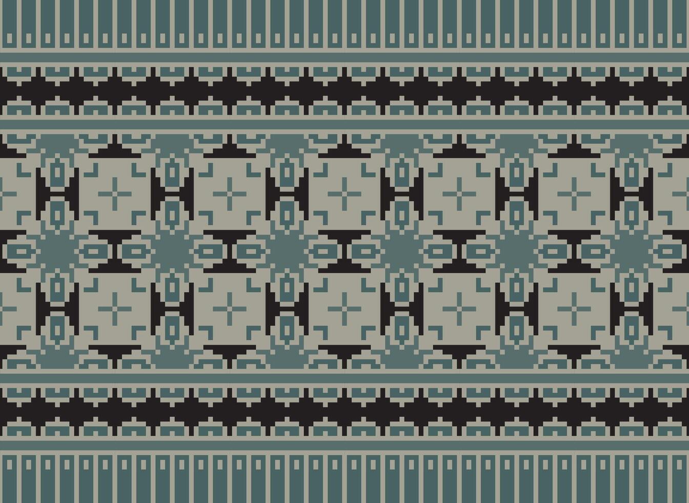 geometrico etnico modello. pixel modello. design per vestiario, tessuto, sfondo, sfondo, avvolgere, batik. maglieria, ricamo stile. azteco geometrico arte ornamento Stampa. vettore illustrazione.