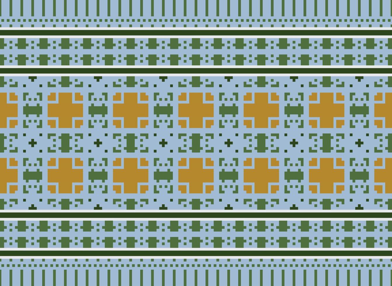 pixel annate attraversare punto tradizionale etnico modello paisley fiore ikat sfondo astratto azteco africano indonesiano indiano senza soluzione di continuità modello per tessuto Stampa stoffa vestito tappeto le tende e sarong vettore