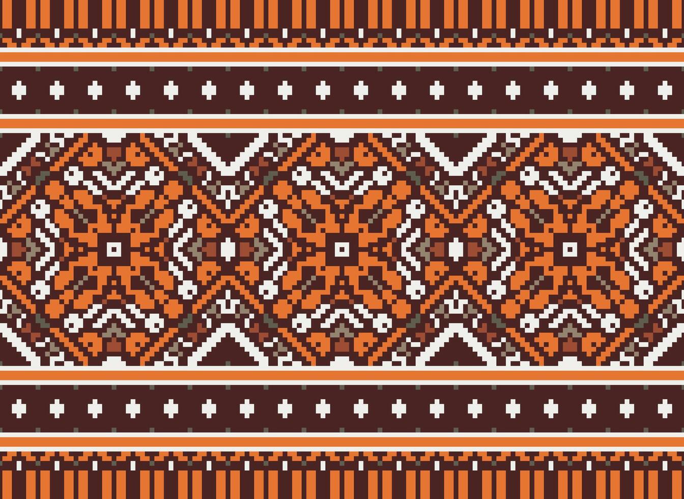 pixel annate attraversare punto tradizionale etnico modello paisley fiore ikat sfondo astratto azteco africano indonesiano indiano senza soluzione di continuità modello per tessuto Stampa stoffa vestito tappeto le tende e sarong vettore