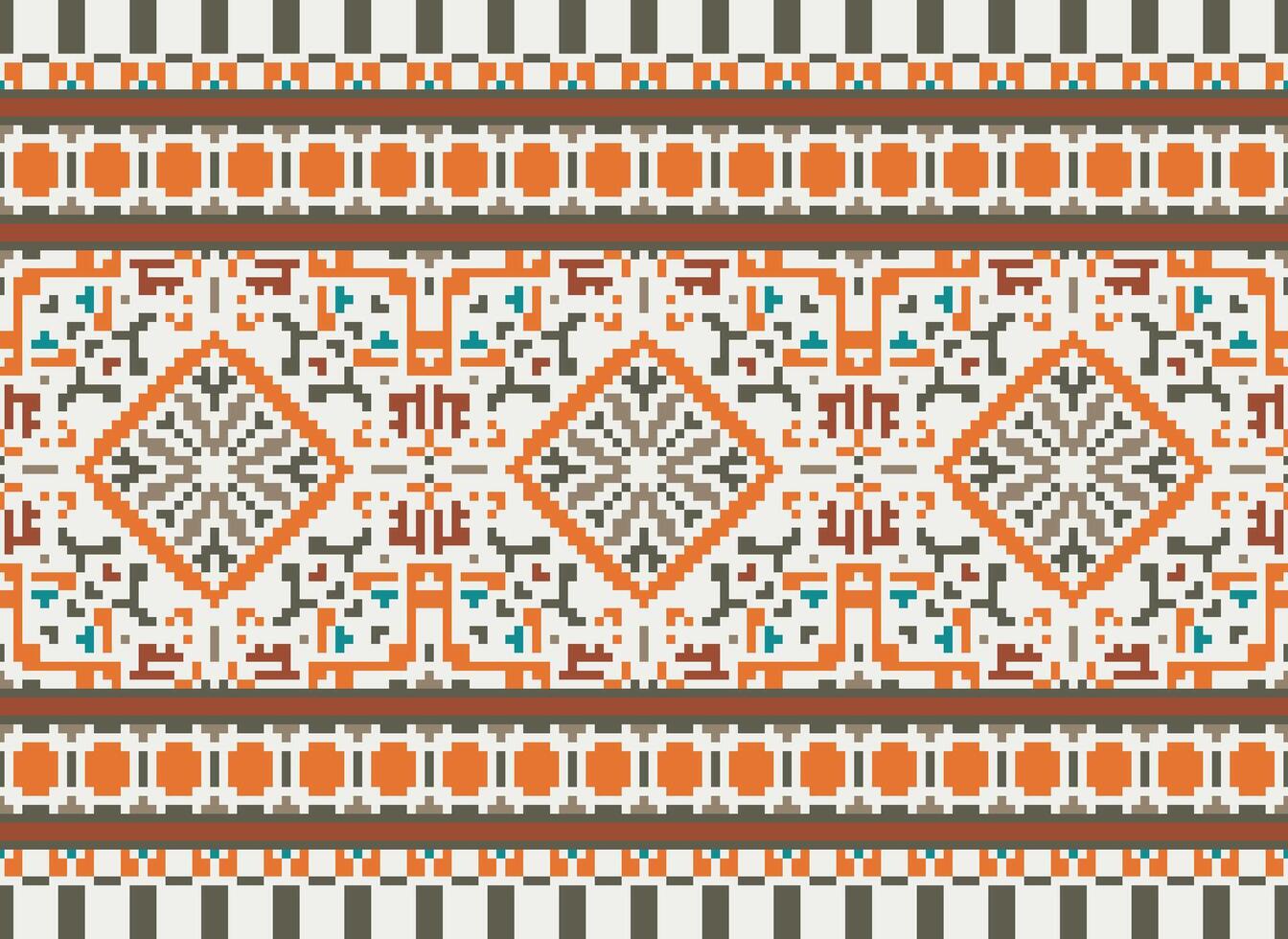 pixel annate attraversare punto tradizionale etnico modello paisley fiore ikat sfondo astratto azteco africano indonesiano indiano senza soluzione di continuità modello per tessuto Stampa stoffa vestito tappeto le tende e sarong vettore