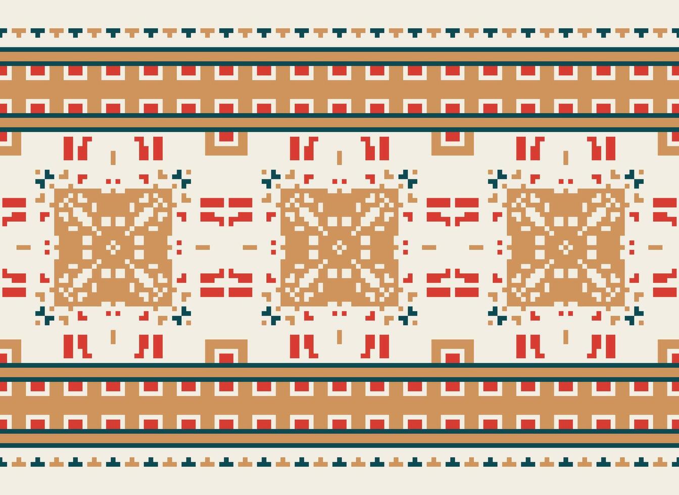 bellissimo pixel modelli tradizionale popolare stile, geometrico etnico senza soluzione di continuità modello vettore illustrazione. design per attraversare cucire, tappeto, sfondo, vestiario, texti tessuto, avvolgere, batik, ricamo