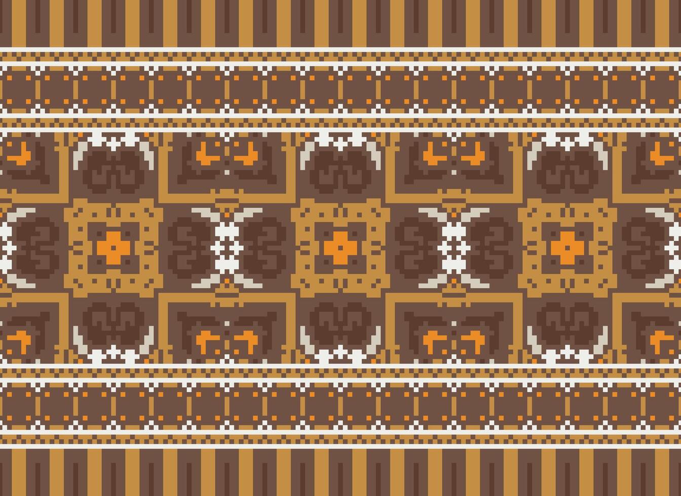 pixel annate attraversare punto tradizionale etnico modello paisley fiore ikat sfondo astratto azteco africano indonesiano indiano senza soluzione di continuità modello per tessuto Stampa stoffa vestito tappeto le tende e sarong vettore