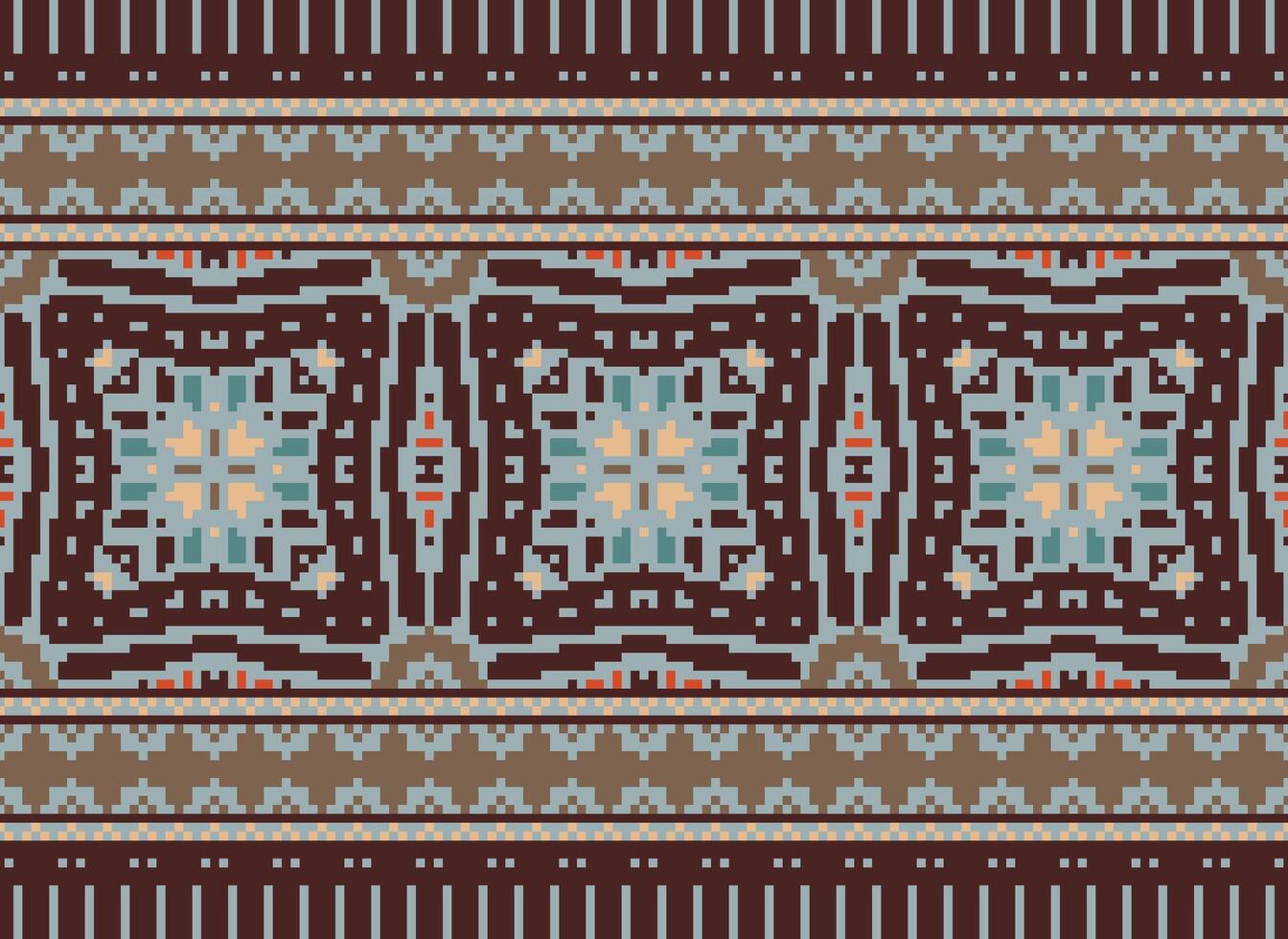 pixel annate attraversare punto tradizionale etnico modello paisley fiore ikat sfondo astratto azteco africano indonesiano indiano senza soluzione di continuità modello per tessuto Stampa stoffa vestito tappeto le tende e sarong vettore