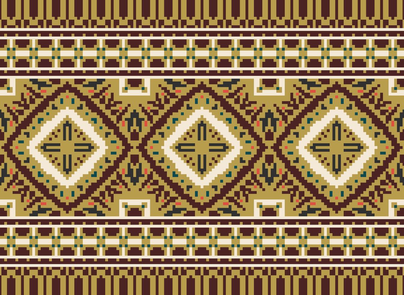 pixel annate attraversare punto tradizionale etnico modello paisley fiore ikat sfondo astratto azteco africano indonesiano indiano senza soluzione di continuità modello per tessuto Stampa stoffa vestito tappeto le tende e sarong vettore