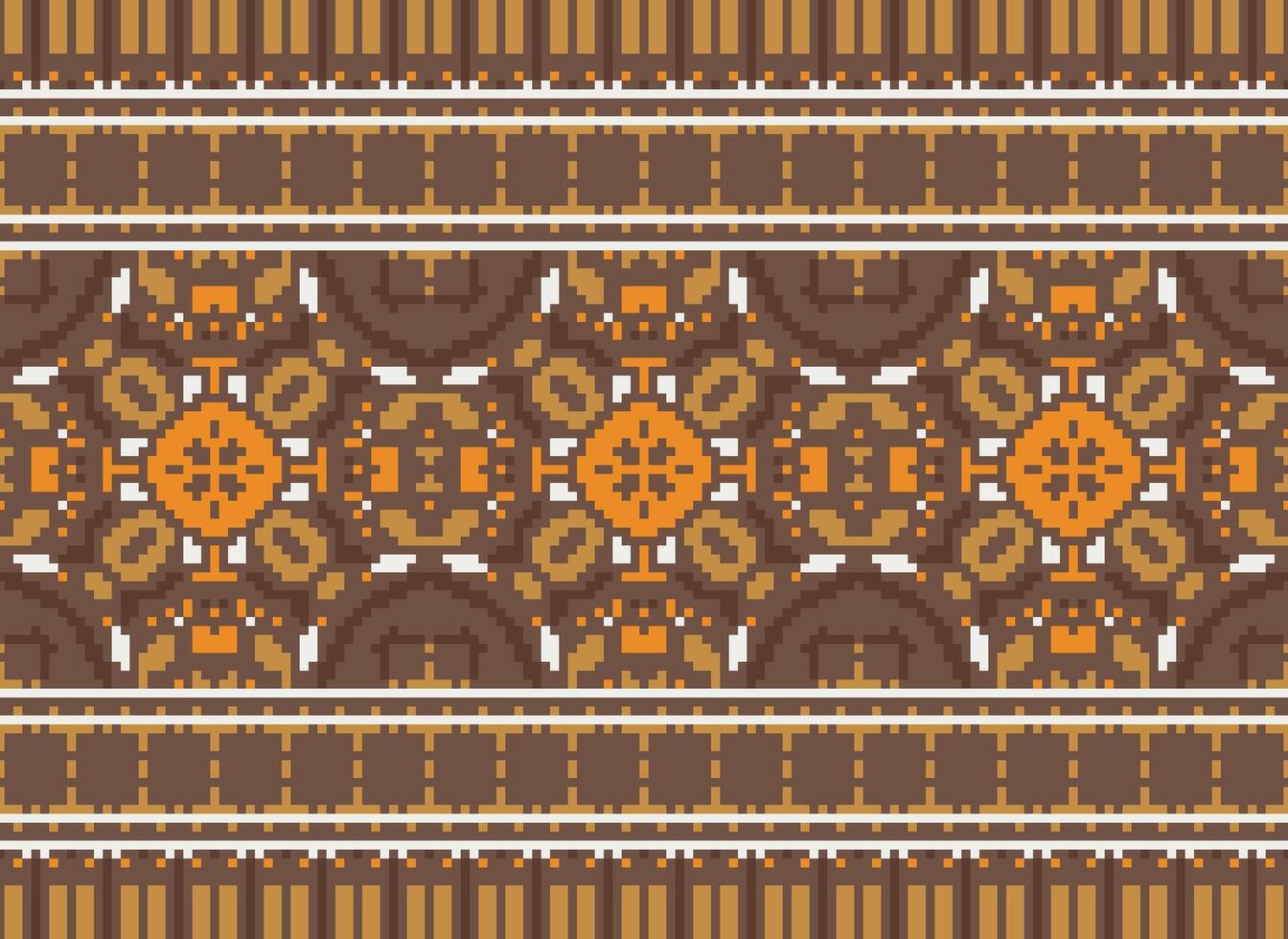 pixel annate attraversare punto tradizionale etnico modello paisley fiore ikat sfondo astratto azteco africano indonesiano indiano senza soluzione di continuità modello per tessuto Stampa stoffa vestito tappeto le tende e sarong vettore