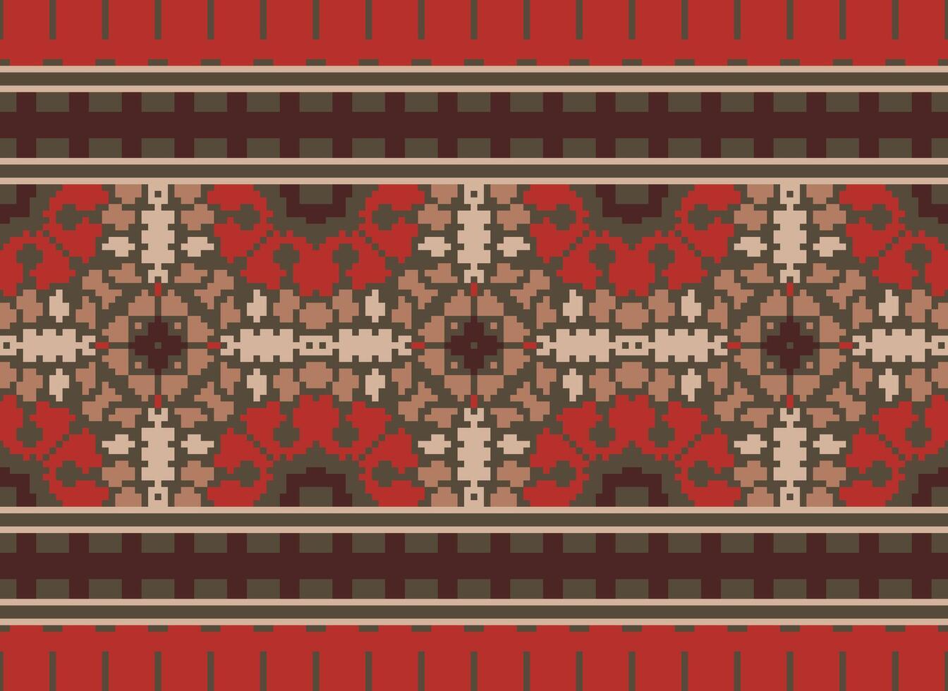 pixel annate attraversare punto tradizionale etnico modello paisley fiore ikat sfondo astratto azteco africano indonesiano indiano senza soluzione di continuità modello per tessuto Stampa stoffa vestito tappeto le tende e sarong vettore