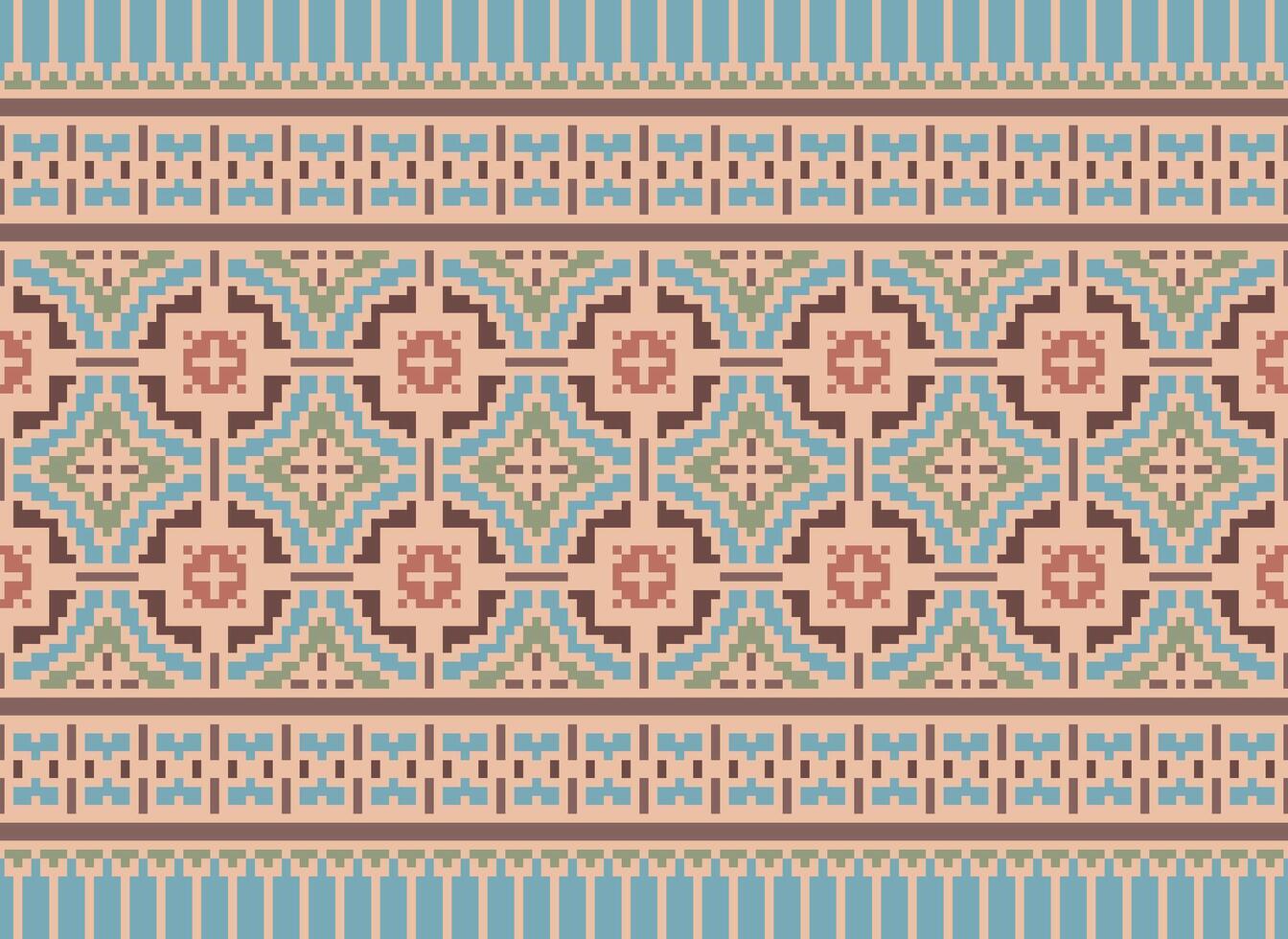 pixel annate attraversare punto tradizionale etnico modello paisley fiore ikat sfondo astratto azteco africano indonesiano indiano senza soluzione di continuità modello per tessuto Stampa stoffa vestito tappeto le tende e sarong vettore